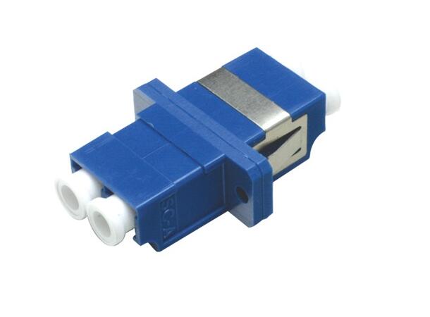 Adapter SM LC-DPX Blue With flange, metal clip, Zr. sleeve